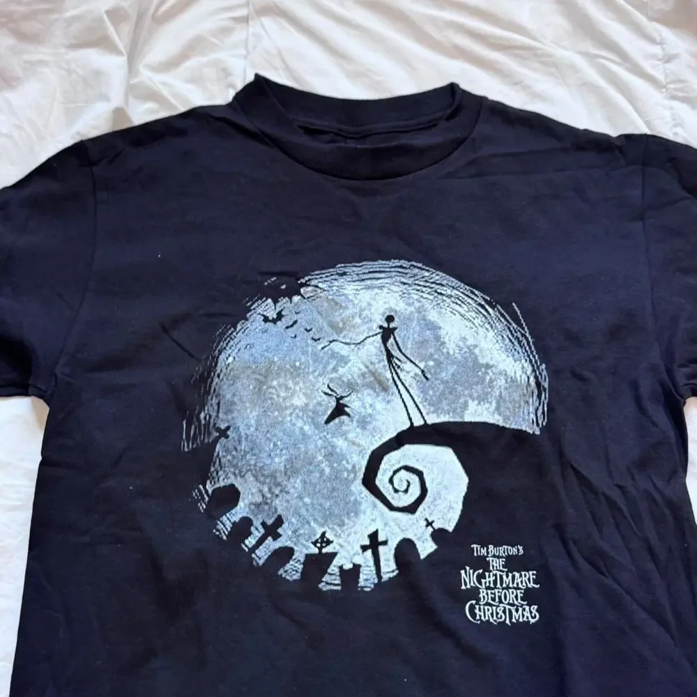 Nightmare before christmas black graphic t shirt S emo goth y2k hot topic casual